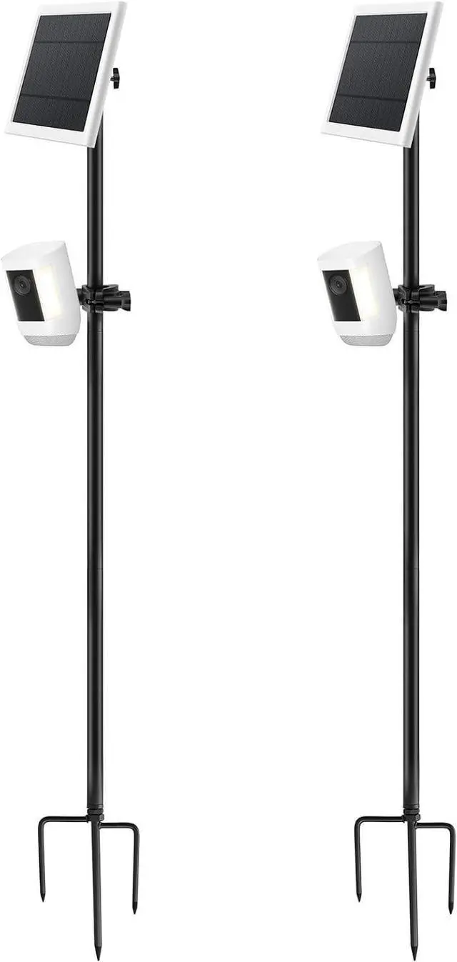 Main image of Ground Stake Mount Stand with Solar Panel Bracket, 2 Pack Universal Camera Holder Compatible with Ring, Blink, Arlo, Eufy, Wyze, Google Nest, Simplisafe, for Outdoor Cameras & Solar Panels