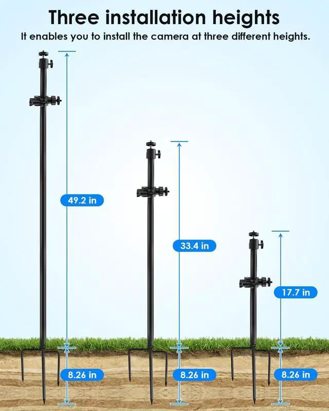Alt view image 6 of 7 - Ground Stake Mount Stand with Solar Panel Bracket, 2 Pack Universal Camera Holder Compatible with Ring, Blink, Arlo, Eufy, Wyze, Google Nest, Simplisafe, for Outdoor Cameras & Solar Panels