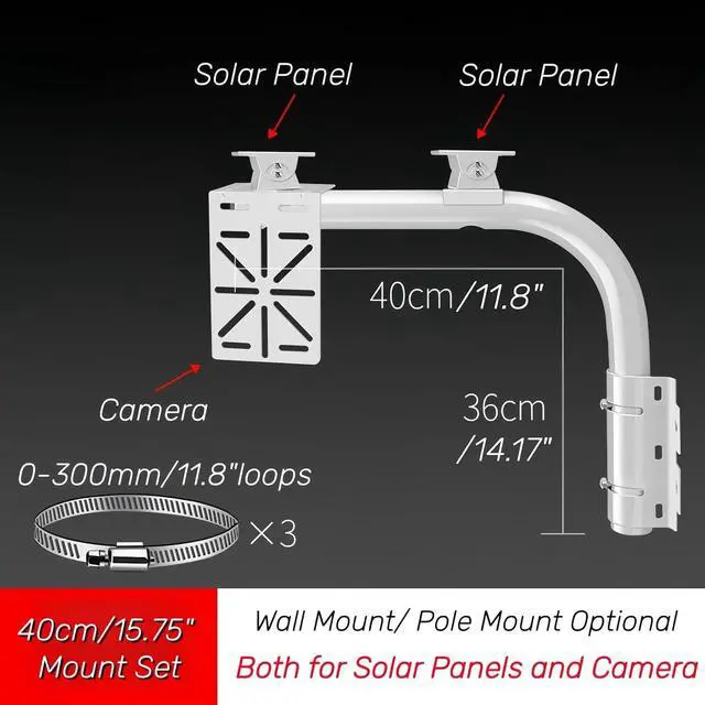 Alt view image 4 of 7 - 2-in-1 L-Shaped Wall/Hoop Mount with 2 Duckbill Brackets & L-Shaped Adapter - Fits Cameras + Solar Panels, Adjustable for 7.8in Poles, Indoor/Outdoor Heavy-Duty Use