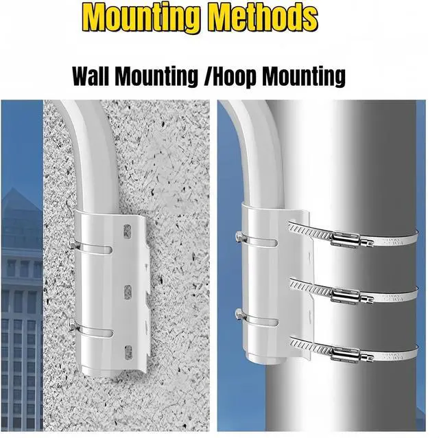 Alt view image 6 of 7 - 2-in-1 L-Shaped Wall/Hoop Mount with 2 Duckbill Brackets & L-Shaped Adapter - Fits Cameras + Solar Panels, Adjustable for 7.8in Poles, Indoor/Outdoor Heavy-Duty Use