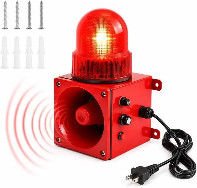 Main image of Industrial Siren Alarm with Strobe Light 120dB Adjustable Volume