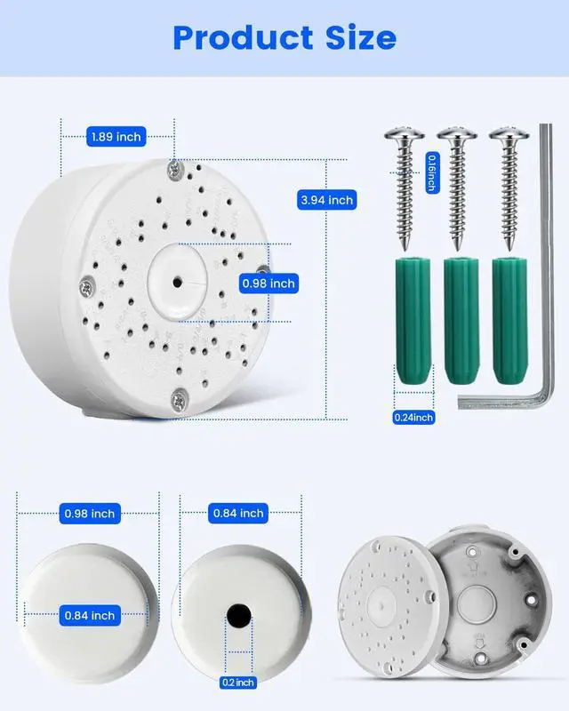 Alt view image 4 of 7 - Universal Security Camera Junction Box, Metal Hide Cable Junction Box