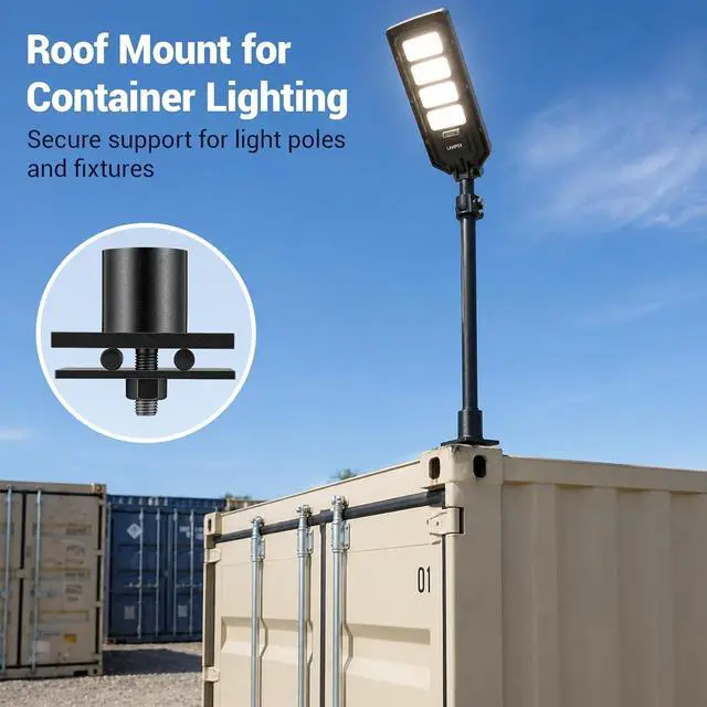 Alt view image 6 of 6 - 1 Pcs Shipping Container Light Pole Holder Mount Heavy Duty Steel Mounting Bracket Adjustable Container Light Fixture Hardware No-Drill Installation for Lights Cameras Flags Roof Wall