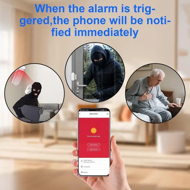 Alt view image 4 of 7 - YBJ Alarm System for Home Security,DIY Wireless Home Alarm System with Door and Motion Sensors,Smart Keypad,No Subscription Fee (13-Piece Kit)