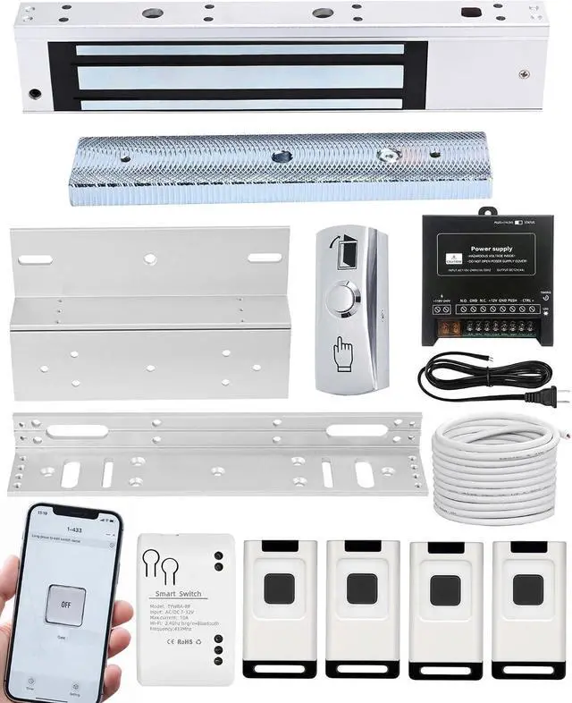Main image of 600lbs Magnetic Door Lock Access Control Kit with WiFi & 433MHz Remote, Tuya Smart App Control, 280KG Electromagnetic Lock with ZL Bracket for in-Swing Door