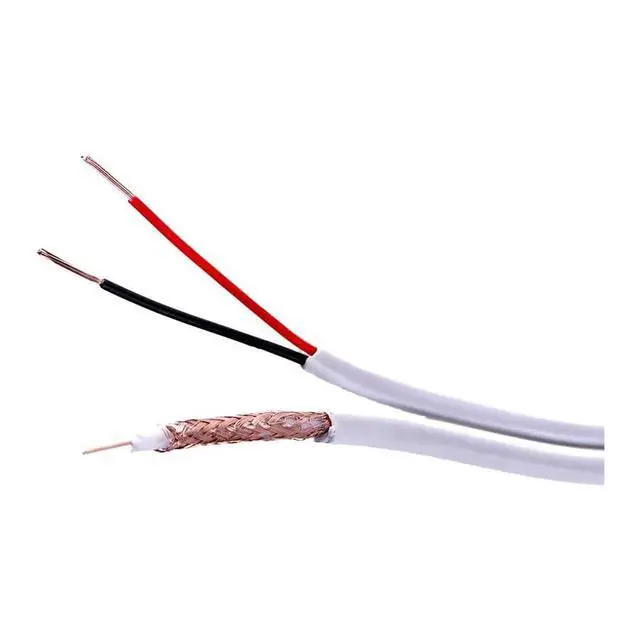 Alt view image 2 of 5 - RG59 Siamese Coaxial Cable 1000ft Solid Bare Copper 20AWG RG59U Video + 18AWG Power Combo Bulk Cables for CCTV Surviellance Security System (White 1000FT)