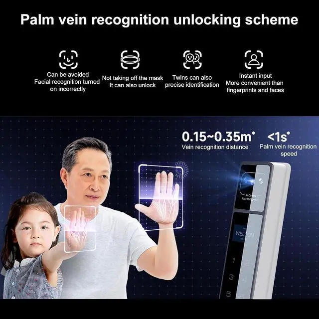 Alt view image 4 of 7 - 2.4Ghz WiFi Smart Keyless Entry Door Lock, Handle Water Proof Aluminum Biometric Door Lock TY App for 40-120mm Thickness Office Home Bedroom (Silver)