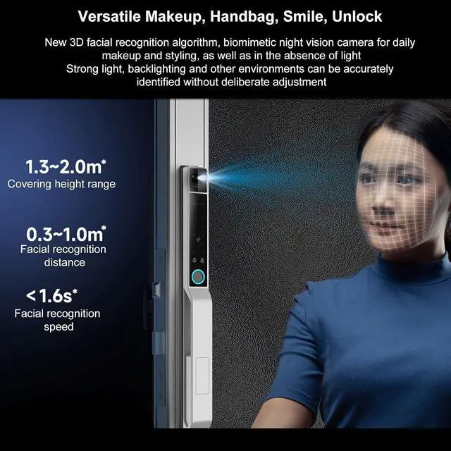 Alt view image 3 of 7 - 2.4Ghz WiFi Smart Keyless Entry Door Lock, Handle Water Proof Aluminum Biometric Door Lock TY App for 40-120mm Thickness Office Home Bedroom (Silver)