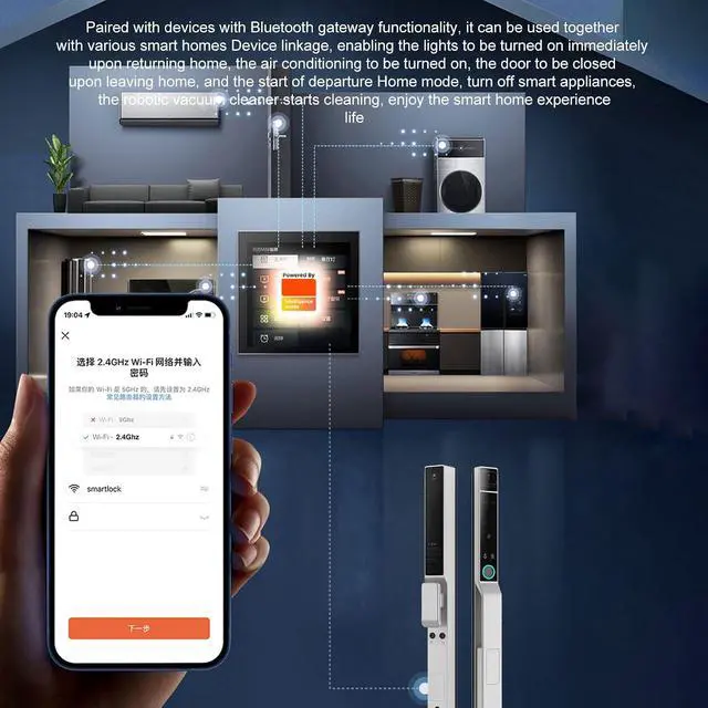 Alt view image 7 of 7 - 2.4Ghz WiFi Smart Keyless Entry Door Lock, Handle Water Proof Aluminum Biometric Door Lock TY App for 40-120mm Thickness Office Home Bedroom (Silver)