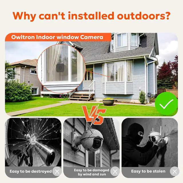 Alt view image 6 of 7 - owltron 2K Window Camera, 5G & 2.4GHz WiFi Indoor Cameras for Home Security with Al Color Night Vision, Human/Motion Detection, Real-Time Alerts, Anti-Glare, Easy & Quick Install, 24/7 Recording