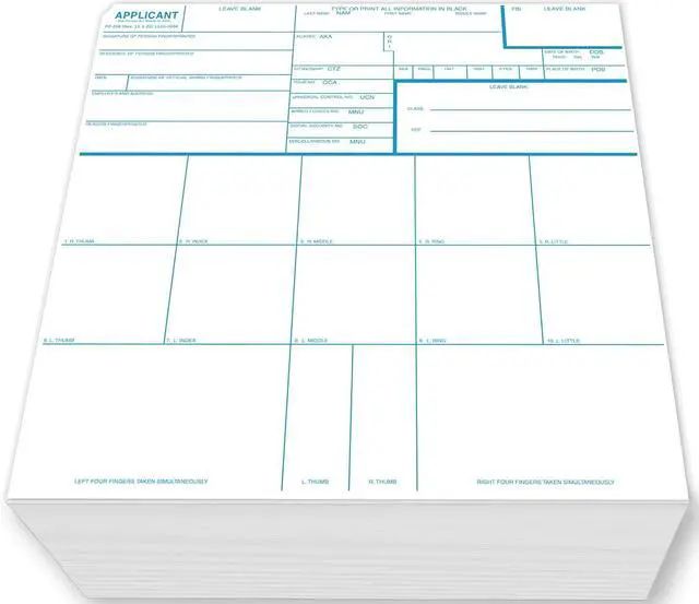 Main image of prismite Fingerprint Cards, Heavy Weight, Applicant FD-258 (250 Pack)