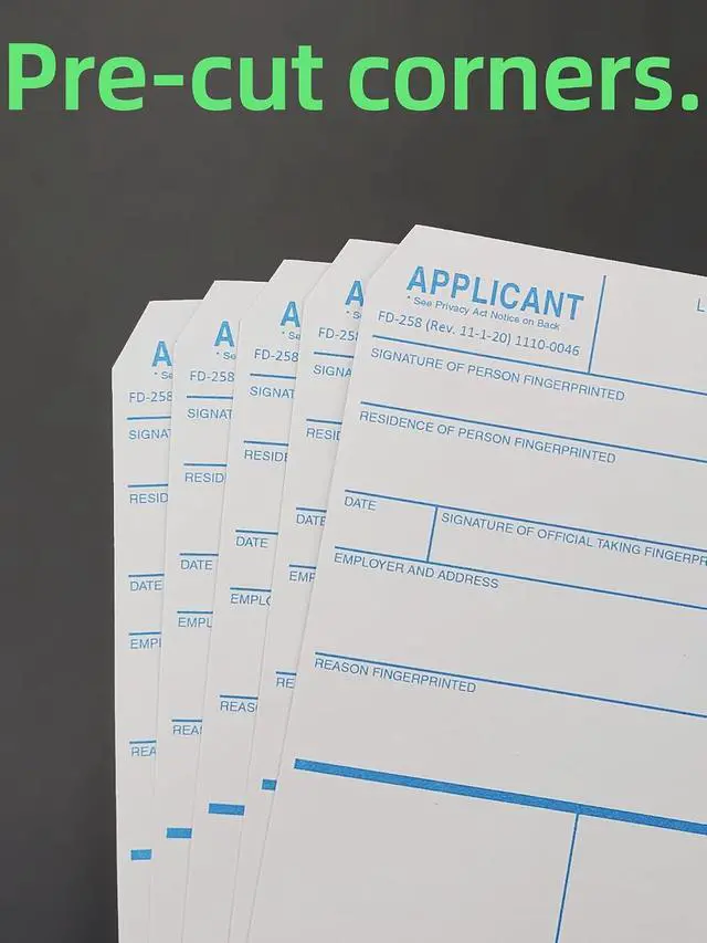 Alt view image 5 of 7 - prismite Fingerprint Cards, Heavy Weight, Applicant FD-258 (250 Pack)