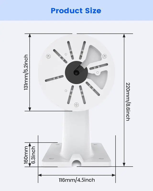 Alt view image 4 of 7 - Metal Security Camera Wall Mount Bracket with Junction Box, Aluminum CCTV Metal Holder with Cable Management, Universal Mounting for IP Surveillance Cameras