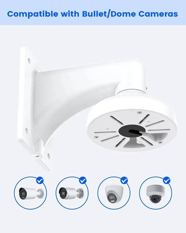 Alt view image 5 of 7 - Metal Security Camera Wall Mount Bracket with Junction Box, Aluminum CCTV Metal Holder with Cable Management, Universal Mounting for IP Surveillance Cameras
