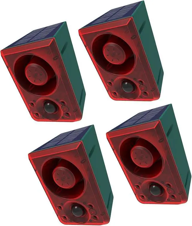 Alt view image 3 of 7 - of 4 Solar Motion Transducer Alarms with 130dB Split Toe Flashing Aluminum Trioxide Animal Trespasser Deterrence Property Security Dog Bark Alarm