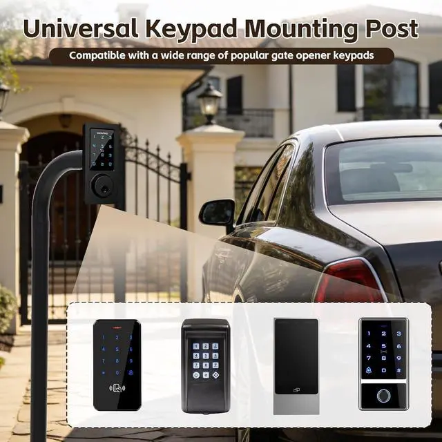 Alt view image 3 of 7 - Heavy Duty 66 Height Burial Universal Gooseneck Pedestal Post for Gate Opener Keypad, Keypad Mounting Post Compatible with Ghost Controls Mighty Mule CO-Z Wired/Wireless Keypad, Need to Assemble
