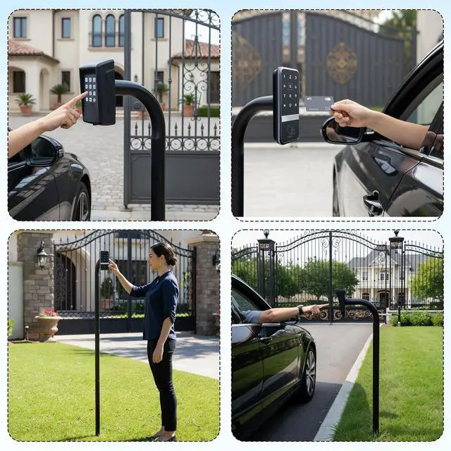 Alt view image 6 of 7 - Heavy Duty 66 Height Burial Universal Gooseneck Pedestal Post for Gate Opener Keypad, Keypad Mounting Post Compatible with Ghost Controls Mighty Mule CO-Z Wired/Wireless Keypad, Need to Assemble