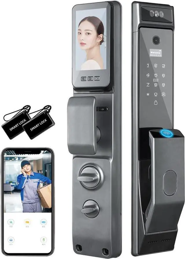 Main image of Sophies Smart Door Lock with Camera, Wi-Fi Smart Locks Fully Automatic 3D Face Recognition Smart Biometrics Fingerprint Door Lock Tuya Remote Control NFC Password with Doorbell