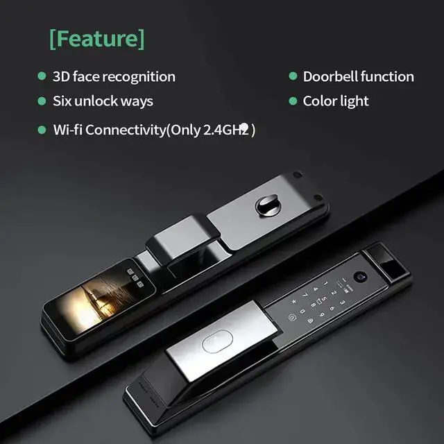 Alt view image 5 of 6 - Sophies Smart Door Lock with Camera, Wi-Fi Smart Locks Fully Automatic 3D Face Recognition Smart Biometrics Fingerprint Door Lock Tuya Remote Control NFC Password with Doorbell