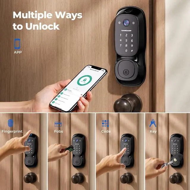 Alt view image 3 of 7 - Video Smart Lock with Camera, 3-in-1 Smart Deadbolt for Front Door