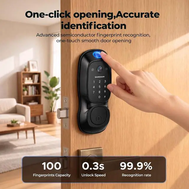 Alt view image 6 of 7 - Video Smart Lock with Camera, 3-in-1 Smart Deadbolt for Front Door