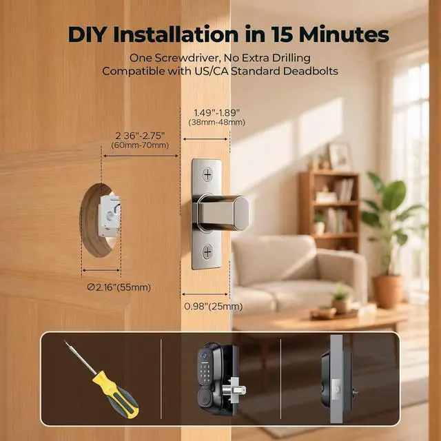 Alt view image 7 of 7 - Video Smart Lock with Camera, 3-in-1 Smart Deadbolt for Front Door