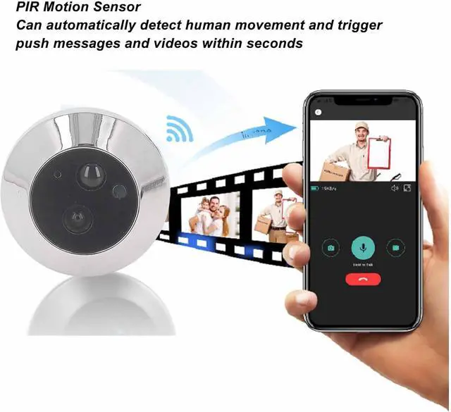 Alt view image 3 of 7 - Qinlorgo Peephole Camera, HD 1080P 120 Degree Wide Angle 4.3 Inch IPS LCD Peephole Camera Wireless with 2 Way Intercom & Motion Detection Door Viewer for Apartment & Front Door