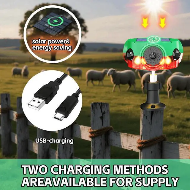 Alt view image 3 of 7 - Solar Outdoor Motion Sensor Alarm - 360° Motion Detector Security Alarm, Support Recording, 3*120dB Loud Noise Maker, Dog Barking,14 Sounds and Strobe Light, Remote Controller for Yard Farm Villa (2)