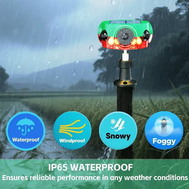 Alt view image 4 of 7 - Solar Outdoor Motion Sensor Alarm - 360° Motion Detector Security Alarm, Support Recording, 3*120dB Loud Noise Maker, Dog Barking,14 Sounds and Strobe Light, Remote Controller for Yard Farm Villa (2)