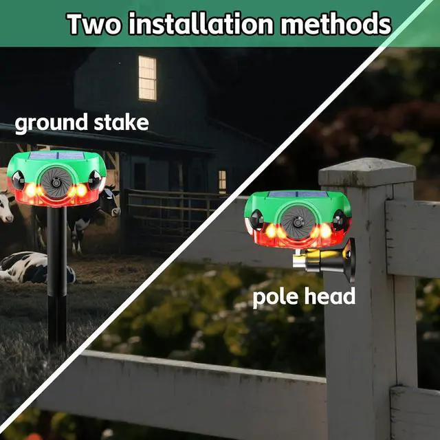 Alt view image 5 of 7 - Solar Outdoor Motion Sensor Alarm - 360° Motion Detector Security Alarm, Support Recording, 3*120dB Loud Noise Maker, Dog Barking,14 Sounds and Strobe Light, Remote Controller for Yard Farm Villa (2)