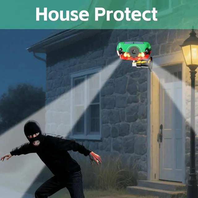 Alt view image 6 of 7 - Solar Outdoor Motion Sensor Alarm - 360° Motion Detector Security Alarm, Support Recording, 3*120dB Loud Noise Maker, Dog Barking,14 Sounds and Strobe Light, Remote Controller for Yard Farm Villa (2)