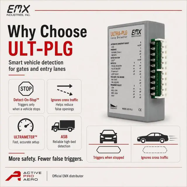 Alt view image 3 of 7 - EMX ULT-PLG Vehicle Loop Detector 12-24VDC Dual Output Detect-on-Stop