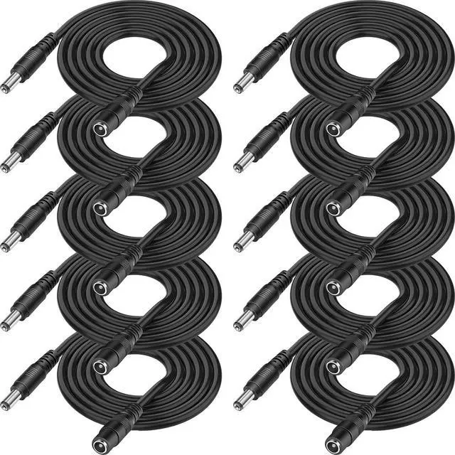 Main image of 10-Pack 30ft DC Power Extension Cable,5.5mm x 2.1mm Extension Cord,12V DC Male to Female Power Cord for CCTV Security Camera,Power Supply,IP,Router,LED Strip