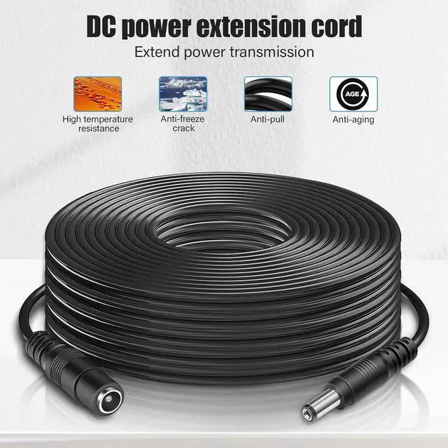 Alt view image 3 of 7 - 10-Pack 30ft DC Power Extension Cable,5.5mm x 2.1mm Extension Cord,12V DC Male to Female Power Cord for CCTV Security Camera,Power Supply,IP,Router,LED Strip