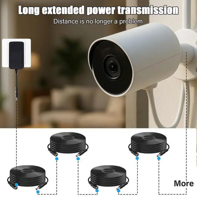Alt view image 4 of 7 - 10-Pack 30ft DC Power Extension Cable,5.5mm x 2.1mm Extension Cord,12V DC Male to Female Power Cord for CCTV Security Camera,Power Supply,IP,Router,LED Strip