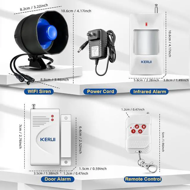 Alt view image 2 of 6 - WiFi Security Alarm System Kit-Wireless 120db Loud Weatherproof Siren Horn with Remote Control&Motion Sensor Alarm Home Hotel Garage Shop Burglar Alarm System