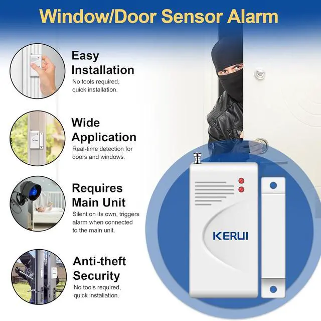 Alt view image 4 of 6 - WiFi Security Alarm System Kit-Wireless 120db Loud Weatherproof Siren Horn with Remote Control&Motion Sensor Alarm Home Hotel Garage Shop Burglar Alarm System