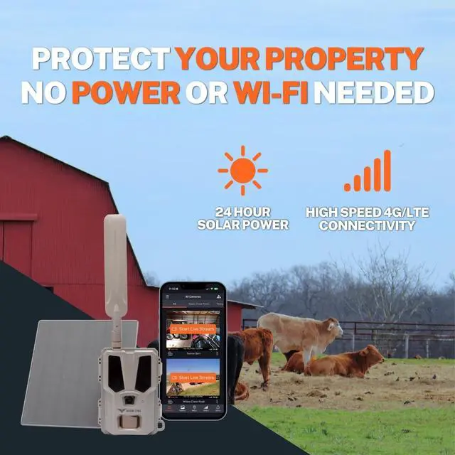 Alt view image 5 of 7 - Barn Owl RangeCam Cellular Security Camera System Off-Grid Monitoring with Solar Power, No WiFi, Works on All U.S. Networks Farm, Ranch & Property Surveillance (RangeCam 2)
