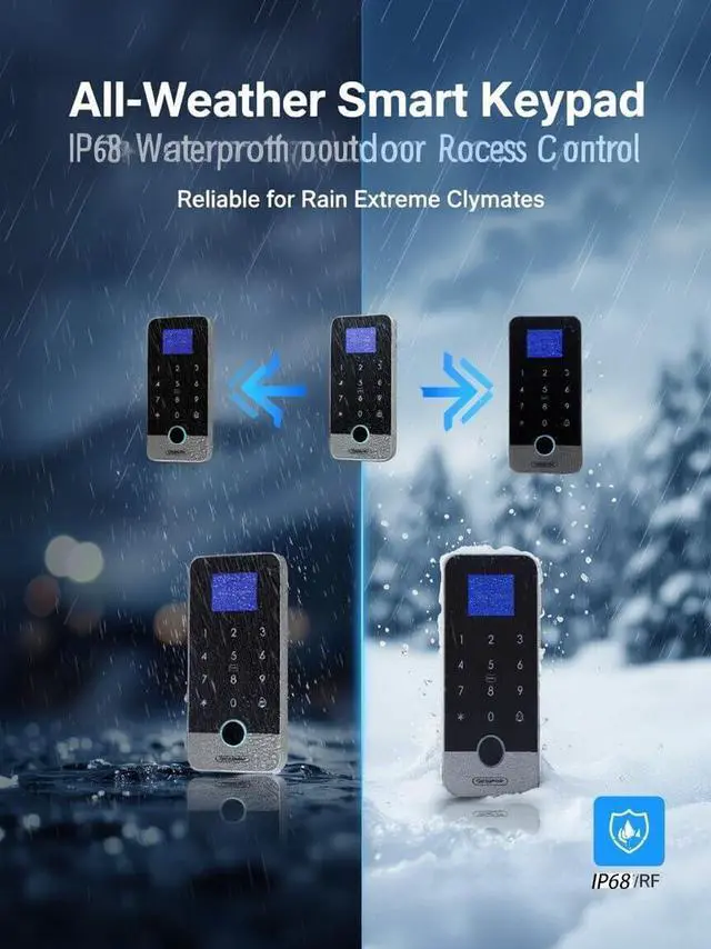 Alt view image 5 of 7 - Waterproof Smart Home Security Systems Fingerprint,Password,Tuya Remote Unlock,IC Keychain Multiple Methodswith Door Switch,Power Supply DC 12V,Electric Drop Bolt