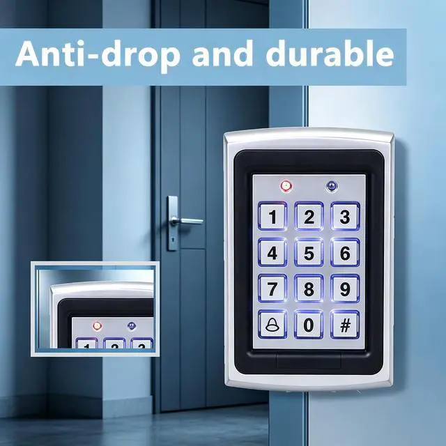 Alt view image 5 of 7 - Outdoor Standalone Metal Access Control Keypad, 1000 User, Dual Relay Output, Anti-Tamper Alarm, Card/PIN Access with Weatherproof Cover, 10 Key Fobs,for Gate, Office, Hotel, Apartment