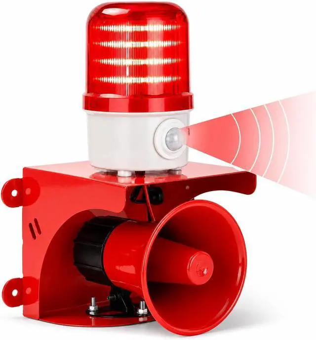 Main image of Motion Sensor Alarm with Human Detection, 120dB Adjustable Siren, Outdoor LED Strobe Light Security Alarm for Home Theft, AC110V with Plug, IP65 Waterproof, for Property Protection, Animal Intrusion