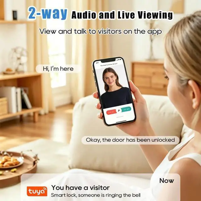 Alt view image 7 of 7 - 3D Face Recognition Smart Lock with Camera, Palm Vein Door Lock, Keyless Entry Fingerprint Smart Mortise Lock for Front Door, 4" HD Screen,Auto-Lock,Compatible with Tuya App, Front Door Security