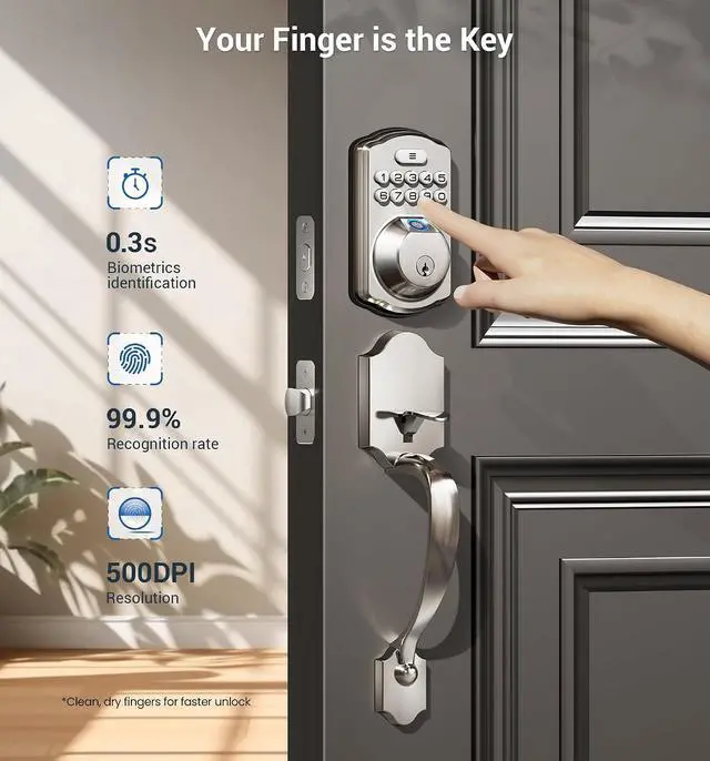 Alt view image 3 of 7 - Veise Fingerprint Door Lock Set + Veise Keyless Entry Door Lock with Keypad