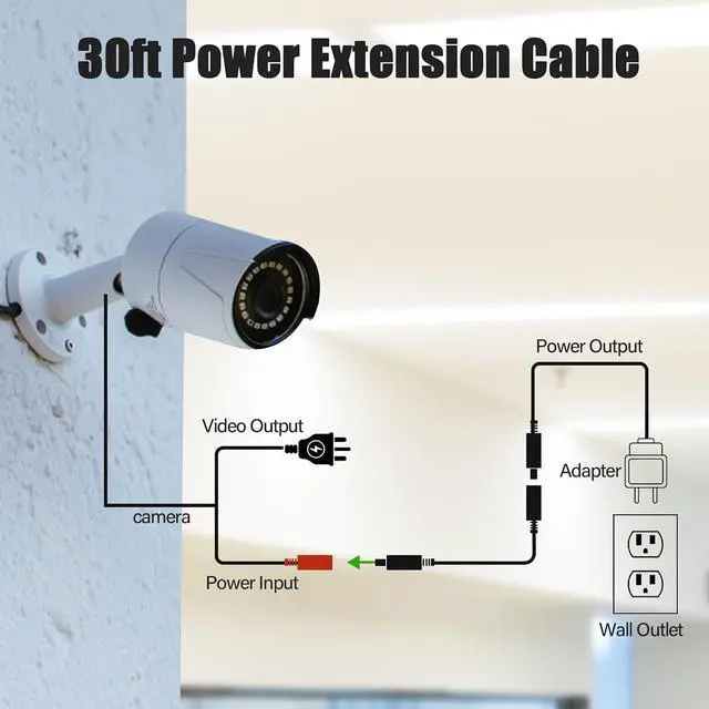 Alt view image 6 of 7 - 10-Pack 30ft DC Power Extension Cable,5.5mm x 2.1mm Extension Cord,12V DC Male to Female Power Cord for CCTV Security Camera,Power Supply,IP,Router,LED Strip