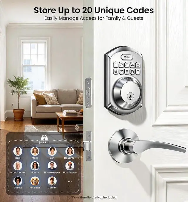 Alt view image 7 of 7 - Veise Fingerprint Door Lock Set + Veise Keyless Entry Door Lock with Keypad