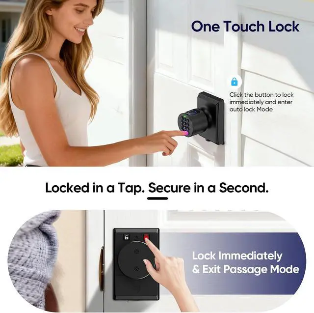 Alt view image 3 of 7 - Fingerprint Smart Keyless Entry Door Lock Knob Biometric Keypad Digtal Lock