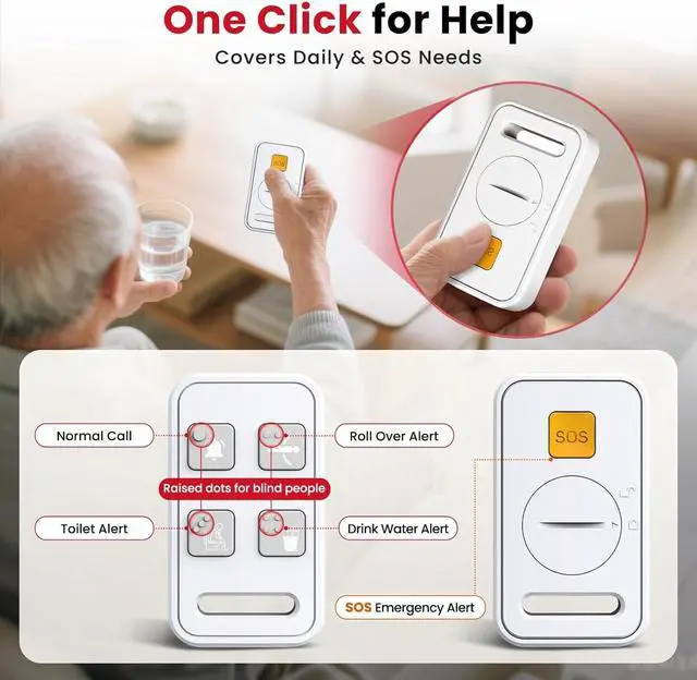 Alt view image 4 of 7 - CallToU Motion Sensor Alarm & 2-Way Talk Baby Monitor for Elderly with Camera Complete Care System for Seniors, Dementia Patients, Night Vision, Call Button, Wireless Motion Detector, No WiFi