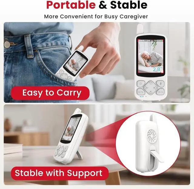 Alt view image 7 of 7 - CallToU Motion Sensor Alarm & 2-Way Talk Baby Monitor for Elderly with Camera Complete Care System for Seniors, Dementia Patients, Night Vision, Call Button, Wireless Motion Detector, No WiFi