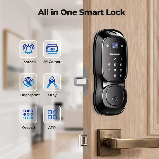 Alt view image 2 of 7 - Video Smart Lock with Camera, 3-in-1 Smart Deadbolt for Front Door