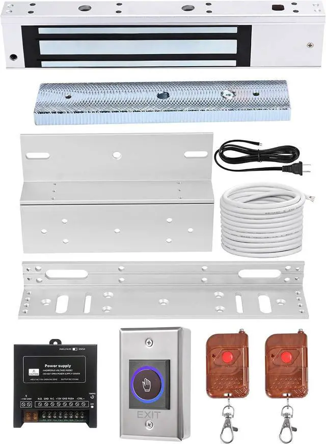Main image of 600lbs Magnetic Lock Access Control System Kit with ZL Bracket, Infrared Exit Sensor Switch with Remote Receiver, 2 Remote Controls